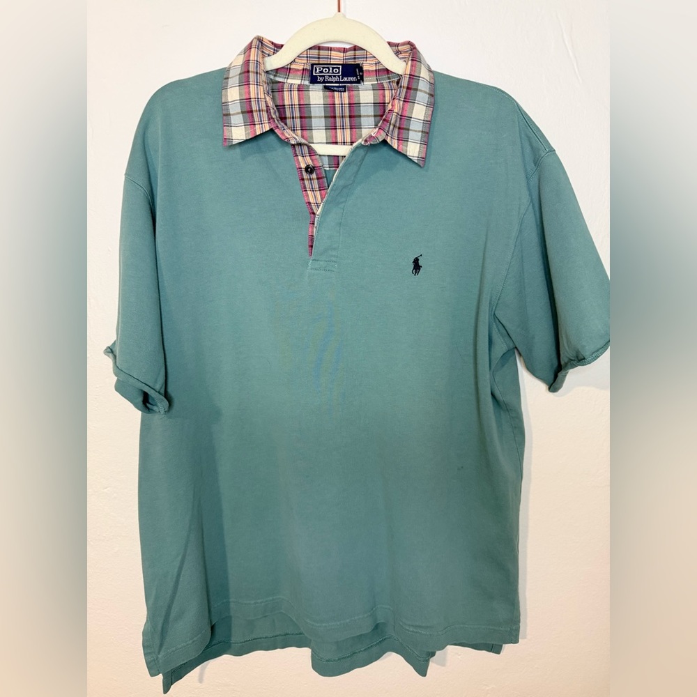 Polo Ralph Lauren Plaid Collar Rugby Polo Shirt 100% cotton